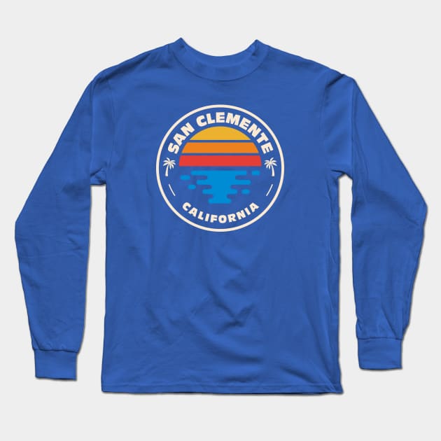 Retro San Clemente California Vintage Beach Surf Emblem Long Sleeve T-Shirt by Now Boarding